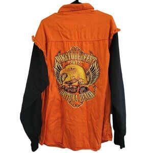 Biketoberfest 2012 Daytona Beach Shirt Mens Size XL Button Front Long Sleeve